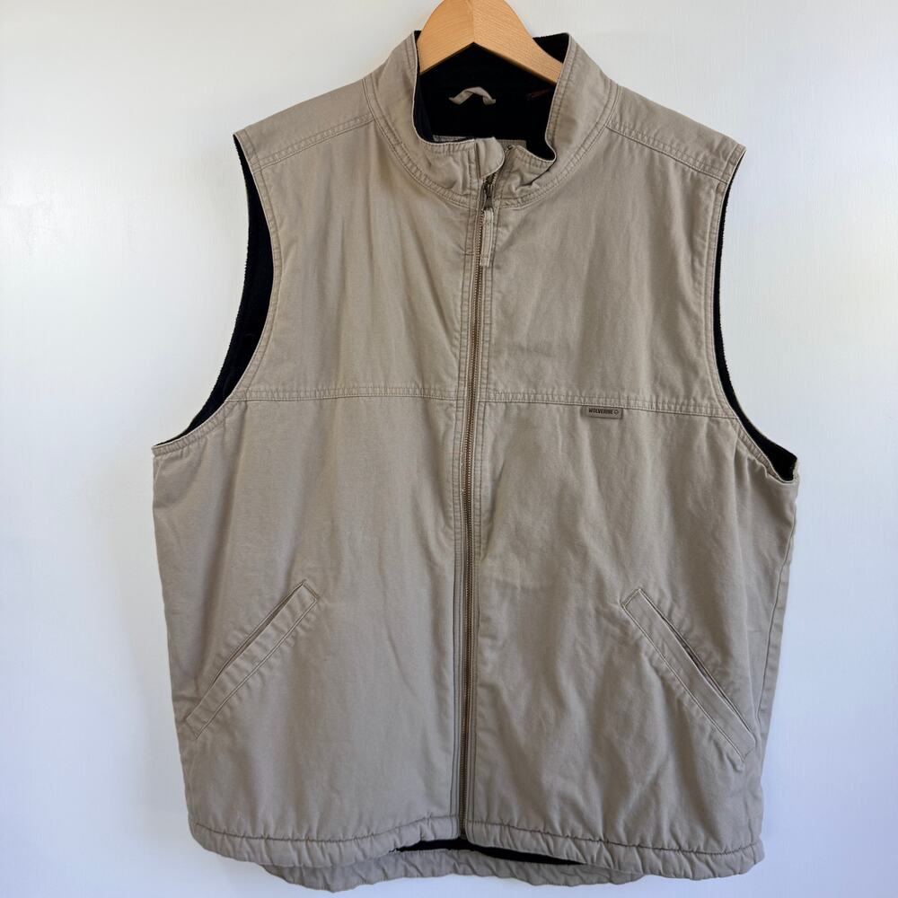 Wolverine Men's Size XL Canvas Sherpa Lined Full Zip Work Vest - Khaki/Beige